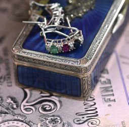 18k white gold, diamond and gemstone earrings