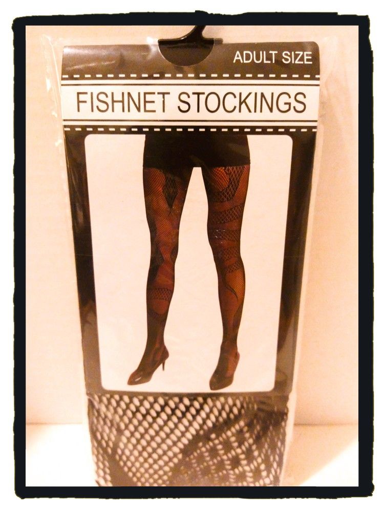 Black Fishnet Stockings - Adult Size  (OSFM) *NIP*