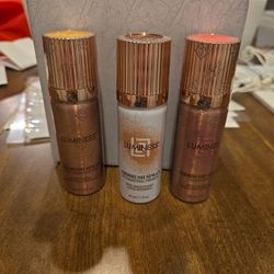 Spray Primer, Foundation and blush 