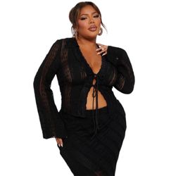 Fashion Nova Lace Skirt Set - Black Size 2X