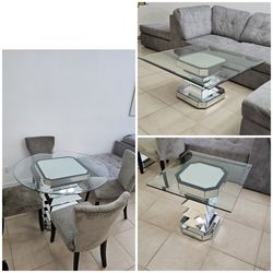 Selling as a set only. Matching 5 Pieces Dining Table With Chairs. Coffee Table.  End Table