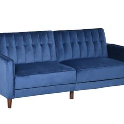 Blue Velvet Split Sofa