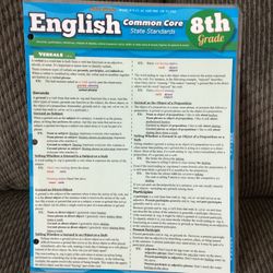 Quick Study English Common Core State Standards 8th grade 