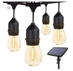 48Ft Solar string lights with 15 bulbs warm white