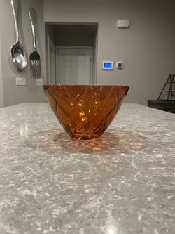 Orange Blown Glass Bowl