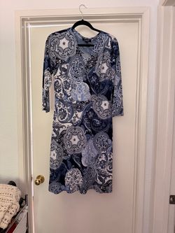 Blue Paisley Print Wrap Dress