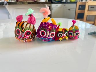 Handmade Fabric Tiger Ornaments - Set of 4