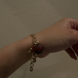 Disney X Coach Poison Apple Charm Bracelet Snow White Villain Goldtone New