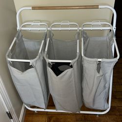 3-Section Laundry Hamper on Wheels