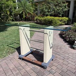 Vintage 80s Stone And Lucite Console Table 