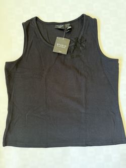 Studio Liz Claiborne Womens Tank Top Size 2X Black 