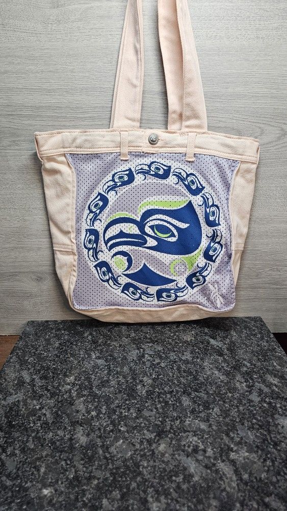 Seattle Seahawks Pink Denim Shoulder Tote Bag