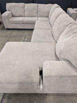 Neutral Fabric Sectional Sofa with Chaise Lounge