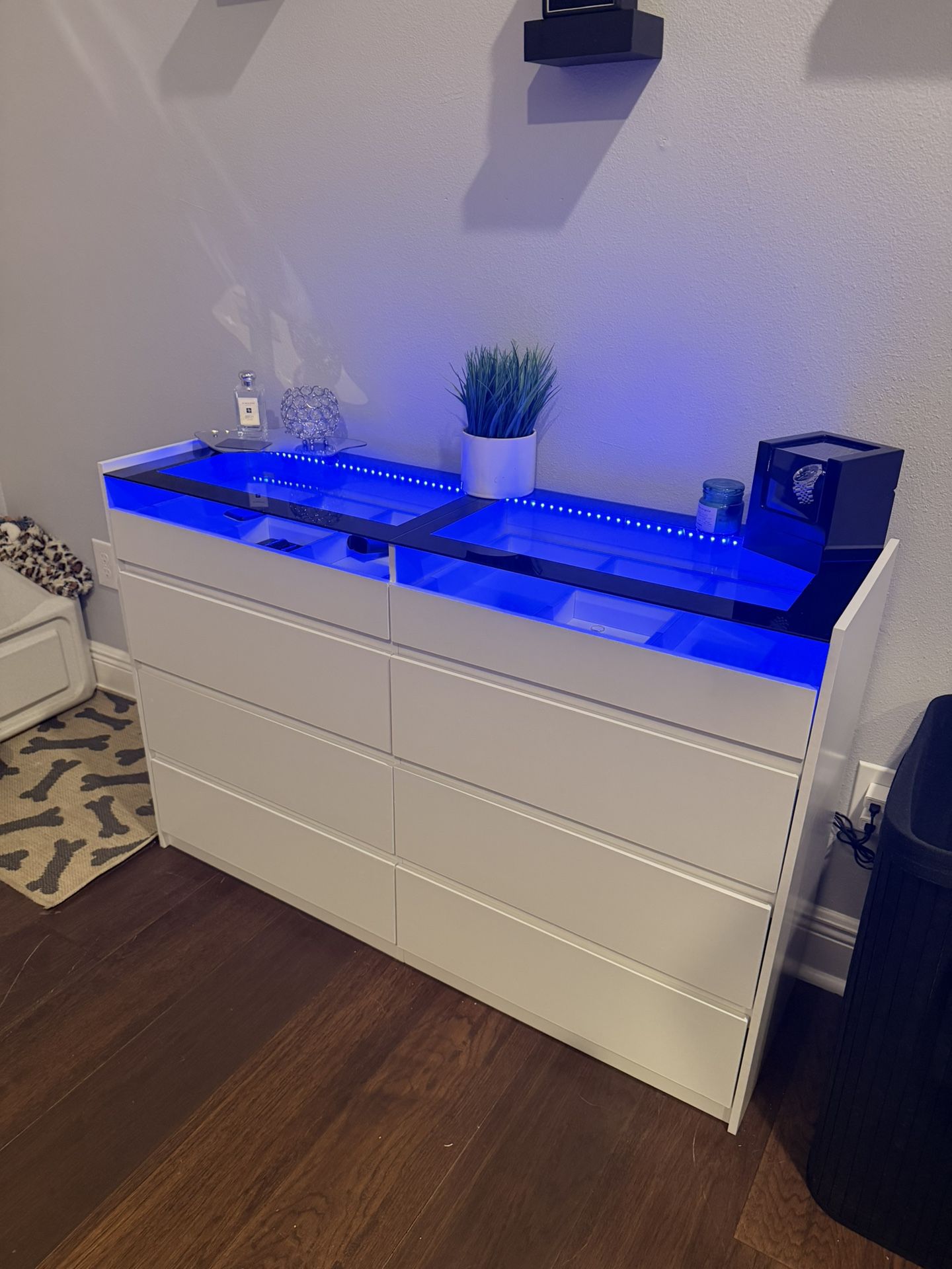White Dresser With Glass Top