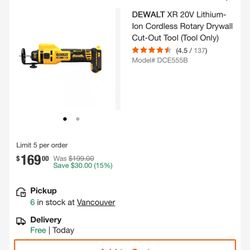 DEWALT XR 20V Lithium-Ion Cordless Rotary Drywall Cut-Out Tool (Tool Only)