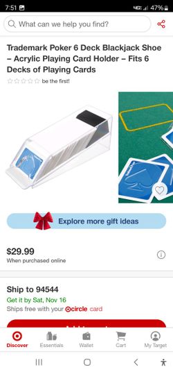 Poker 6 Deck Blackjack Shoe - Acrylic Playing Card Holder -