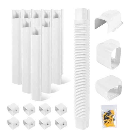 LyPrem 13.5Ft Mini Split Line Set Cover 4" PVC Line Cover Kit for Mini Split and Central Air Conditioner & Heat Pump