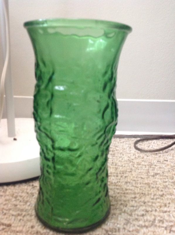 Hoosier antique emerald textured glass vase