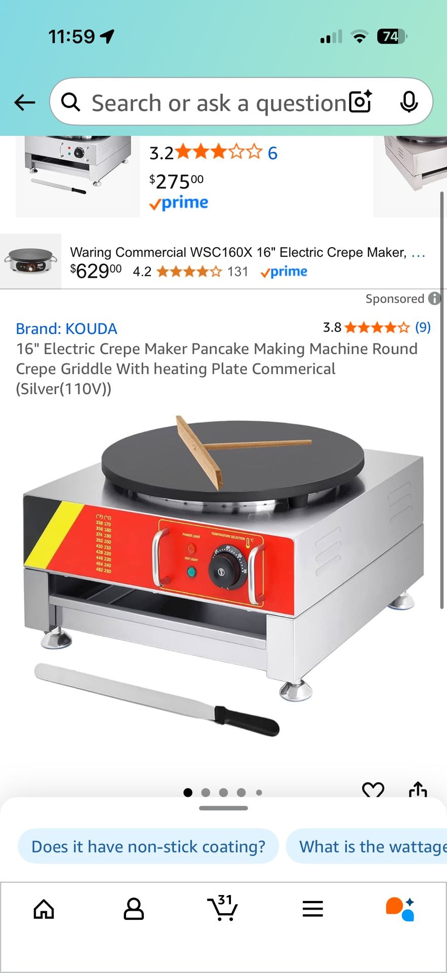 NP-583 commercial crepe maker with CE