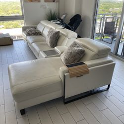 White Leather Sofa - Used For Sale 