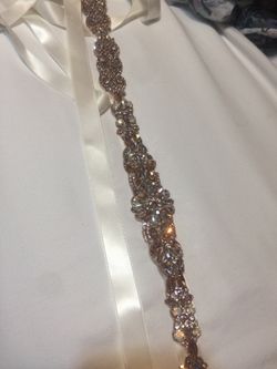 Handmade dress belt rose gold satin crystal