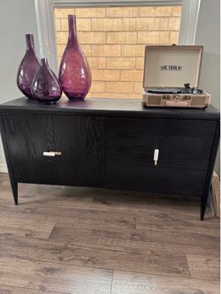 Crate and Barrel real wood marble handles cabinet / tv stand / retro / storage