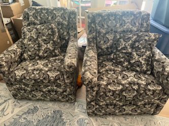 Pair of England Furniture Custom Upholstered swivel Armchairs