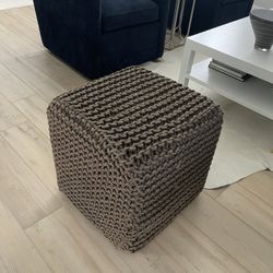 Jute Woven Poof Ottoman Or End Table 