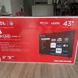 TCL 43 Inch 4K UHF Smart TV (Brand New)