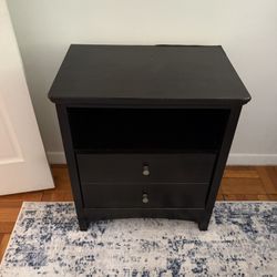 two bedside tables with drawer and open shelf