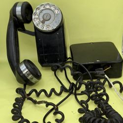 Vintage Automatic Electric Company Monophone Black Dial Wall Telephone
