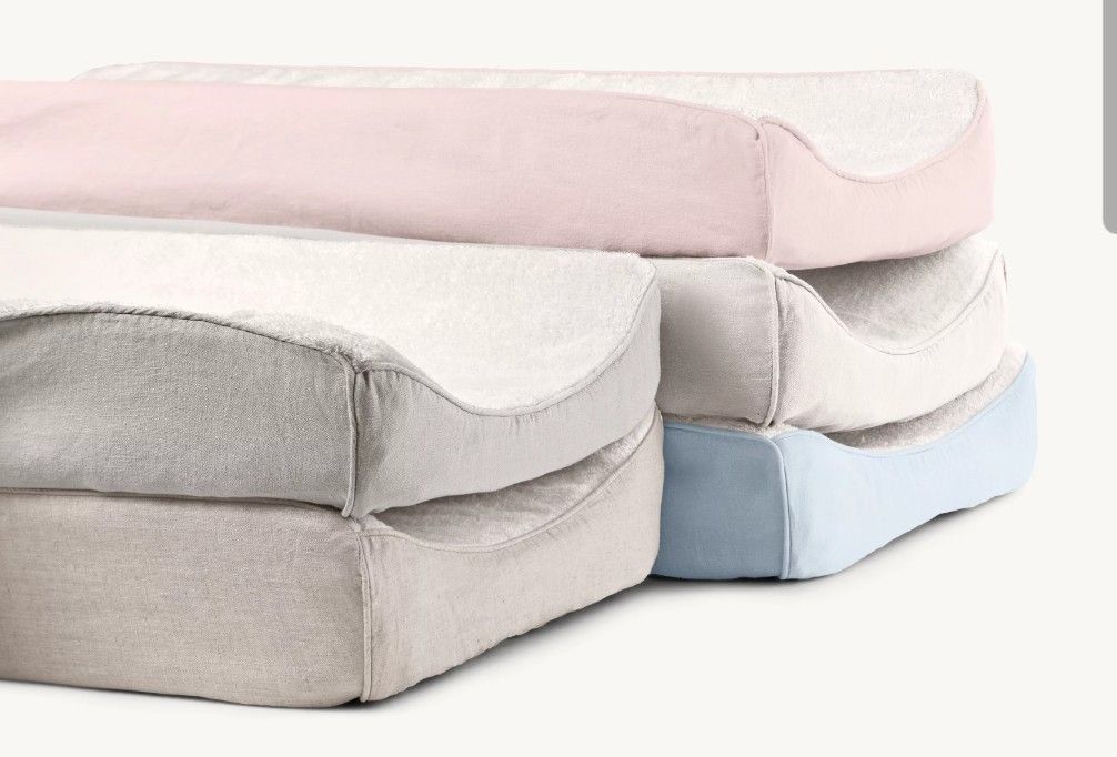 NEW RH Restoration Hardware Baby and Child Washed Organic Linen Changing Pad Cover - Light Gray Flax