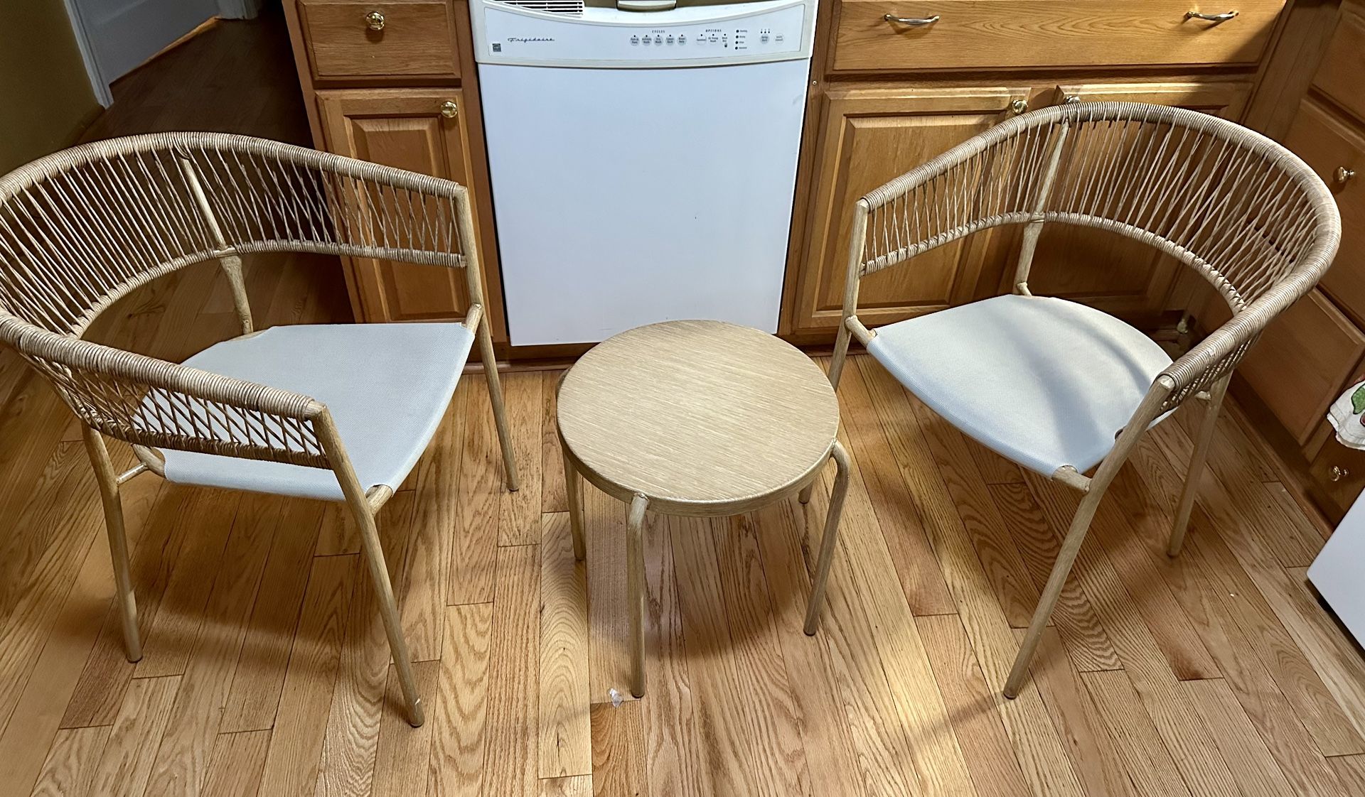 Outdoor Patio Conversation Set – 2 Woven Chairs + Matching Table