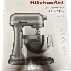 KITCHENAID  5 .5 QT  5.2 LT Bowl Lift STAND MIXER IMPERIAL GREY KSM55SXXXCU