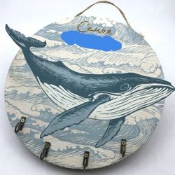 Wooden Whale Keychain Holder 