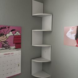 5-Tier White Corner Wall Shelf