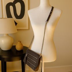 Rebecca Minkoff USA 2010s Dark Gray Leather 5-Zip Mini Crossbody Bag, 9x7”
