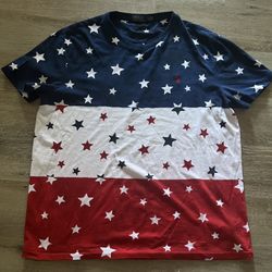 Polo Ralph Lauren Red White Blue Stars Shirt Mens L All Over Short Sleeve Tee  