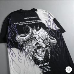 DARC SPORT “HOUSE OF WOLVES”  FLAMES BLACK ACID WASH SHIRT