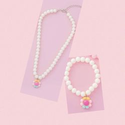 Pretty White Beaded Children’s Necklace & Bracelet Set