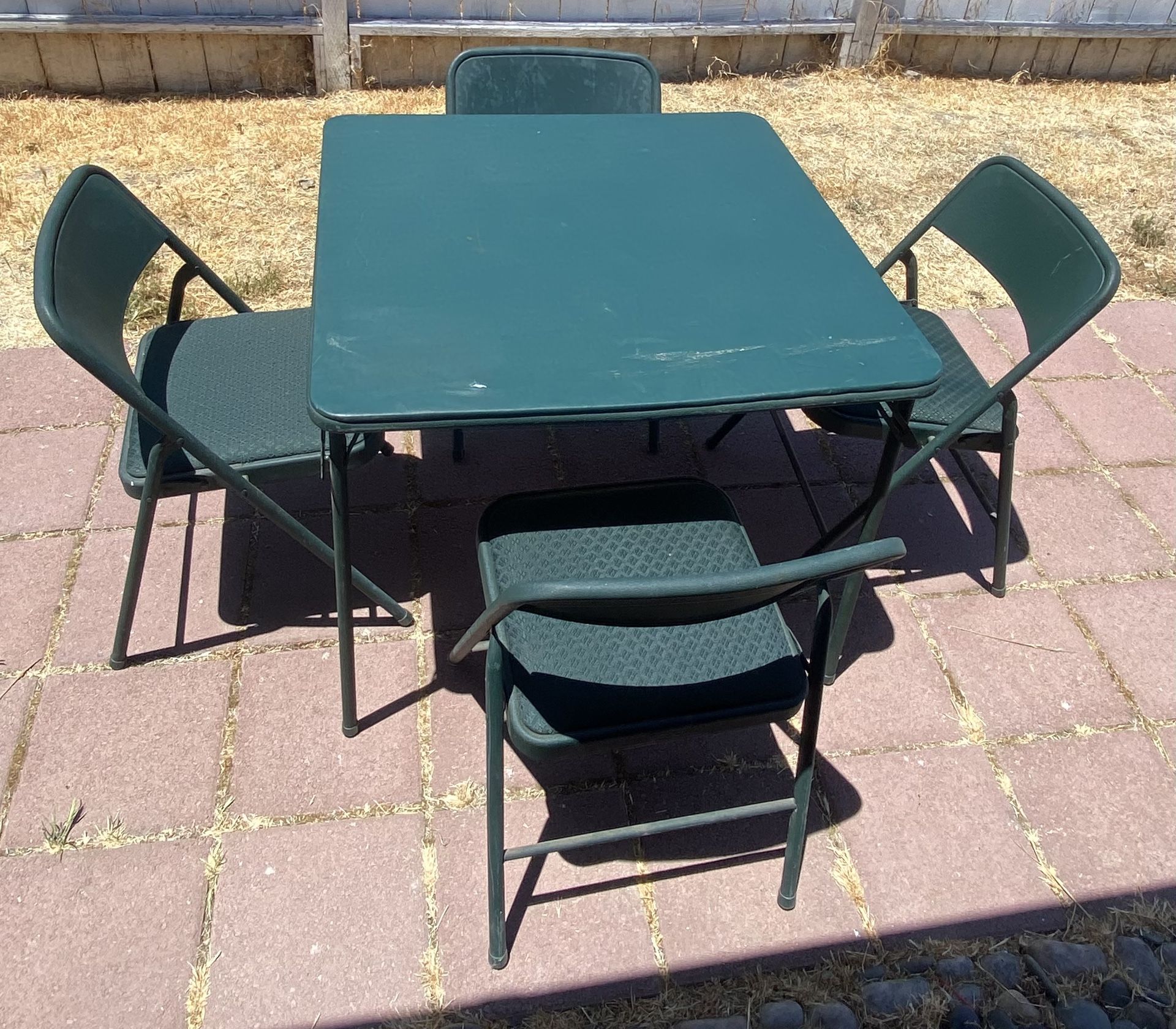 Green Foldable Table With Set Of 4 Folding Green Chairs NEED GONE ASAP !