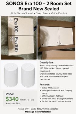 Brand New Sonos Era 100 SL (2-Pack) – Factory Sealed