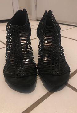 Black wedges with the back zipper