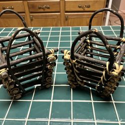 Authentic Wood And Wicker Baskets 