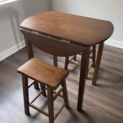 Wooden Bar Height Table (and 2 Free Stools!)