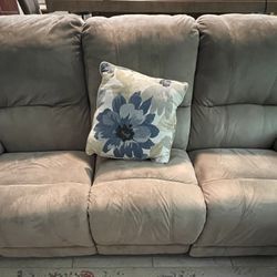Beige Microfiber Reclining Sofa And Reclining Loveseat 4 Recliners 