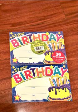 250 birthday pieces kids-NEW-Classroom, teacher, party, rewards, stickers, decoration, bookmarks