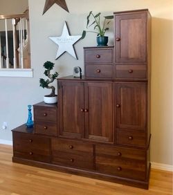 Vintage Ethan Allen Modular Step Cabinet – Cherry Storage Mid Century Style