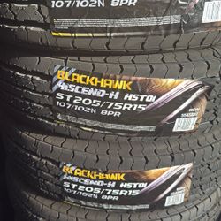 ST 205/75/15 Blackhawk Tires 8ply 