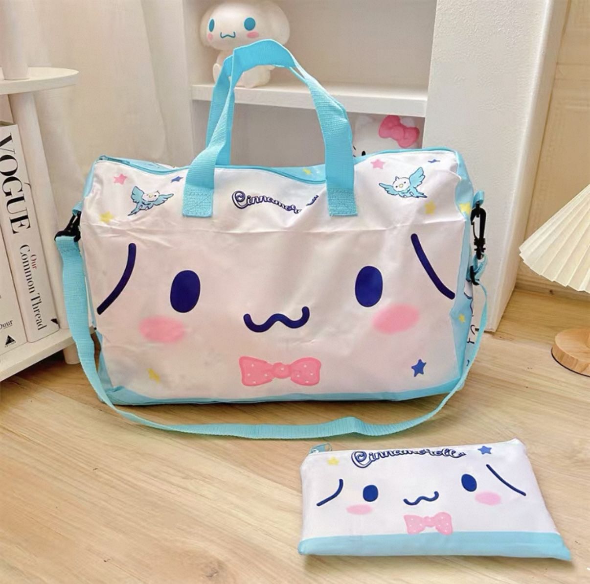 Sanrio Cinnamoroll Foldable Travel Duffel Tote Bag Carry on